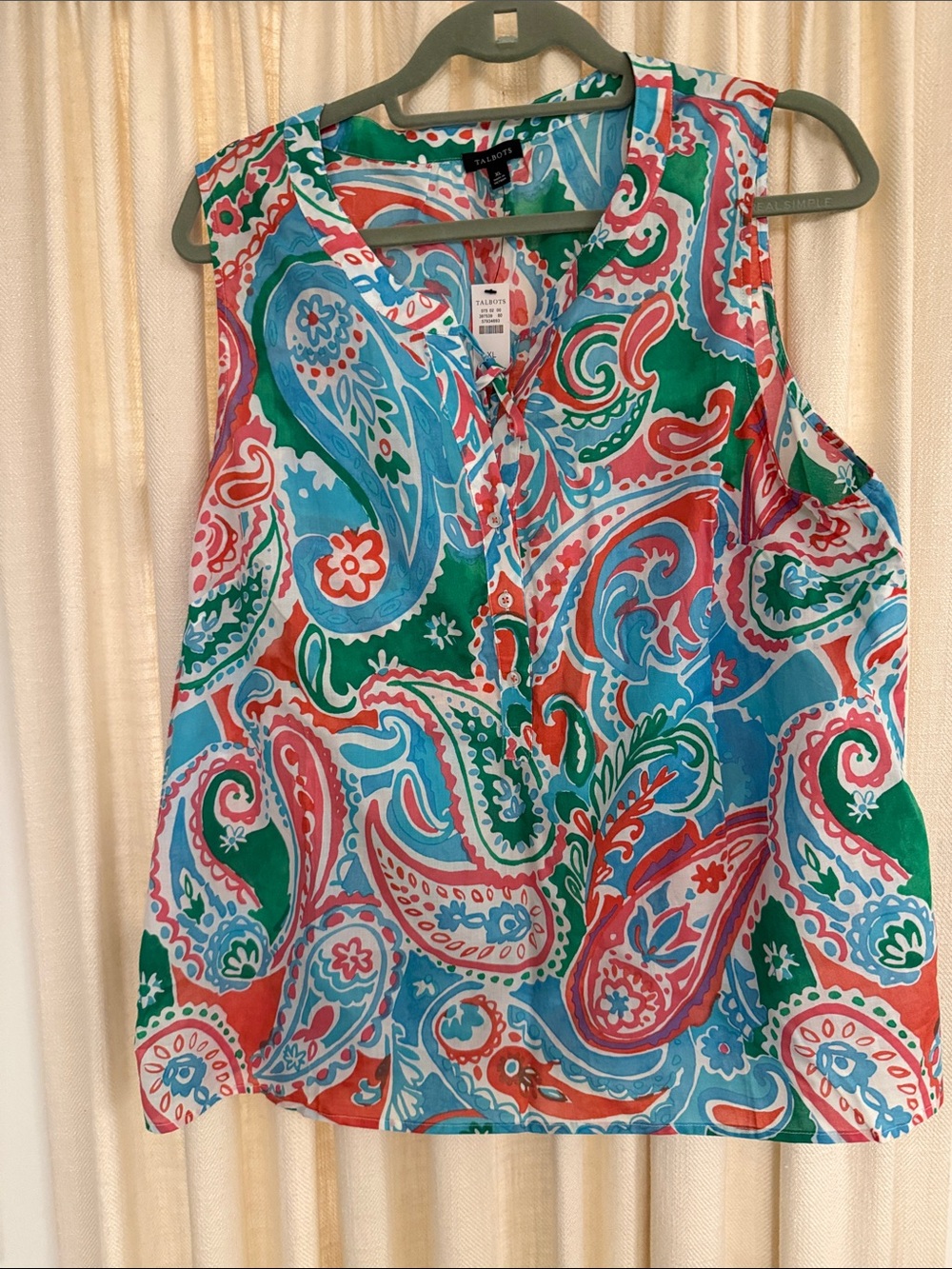 Talbots Sleeveless Paisley Shell Top - Multi